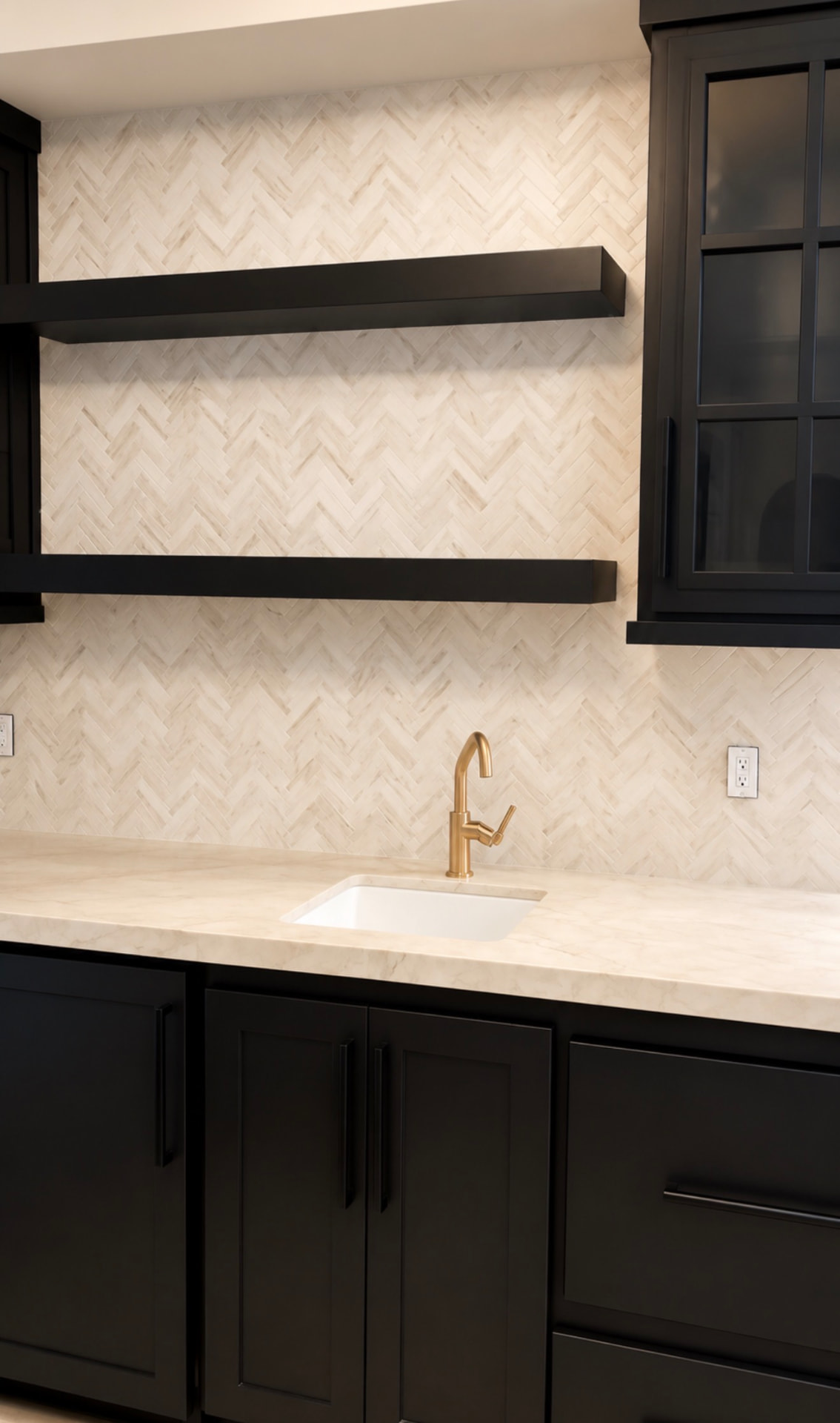 Herringbone Marble Backsplash