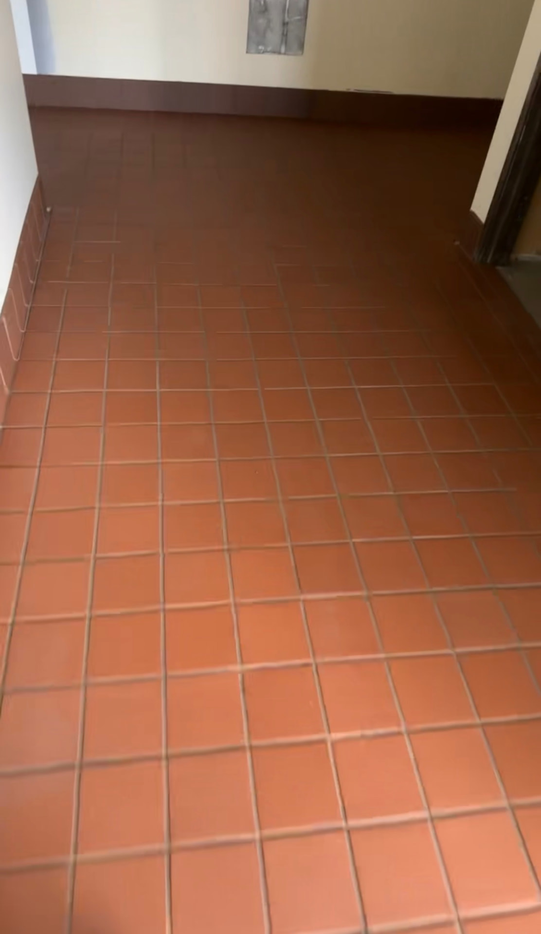 Commercial terracotta quarry tile floor installation